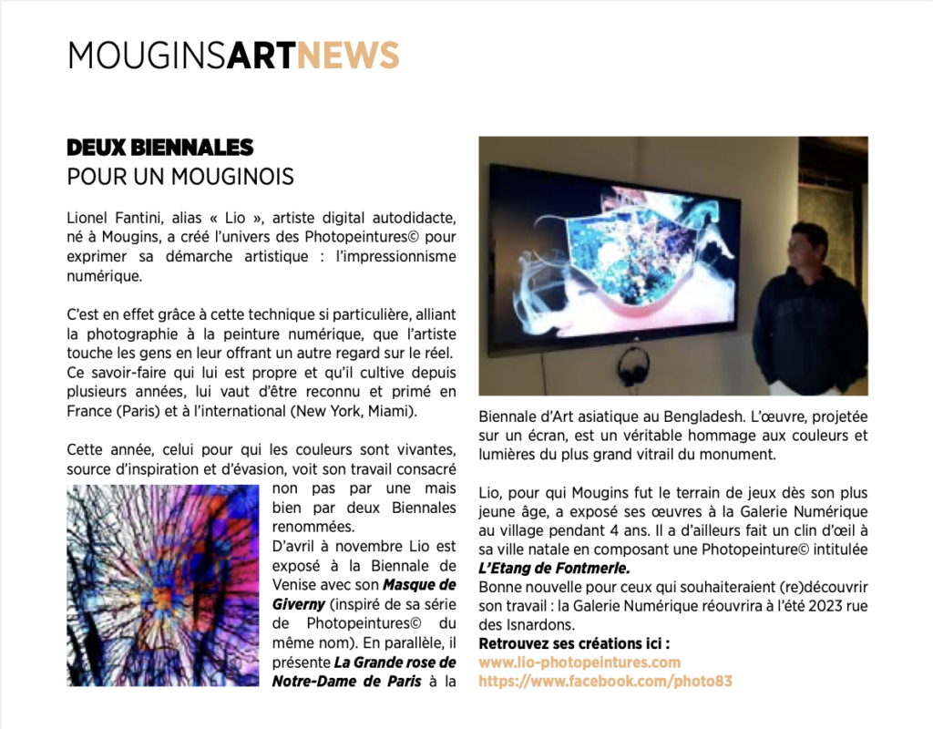 Mougins art news La galerie numérique